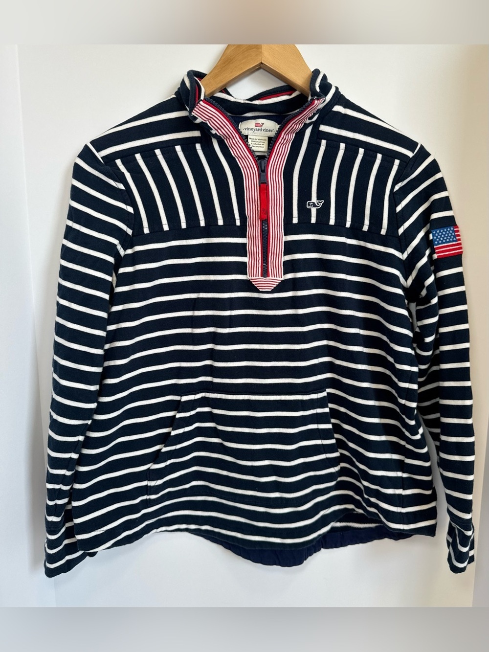 Vineyard Vines Americana Striped Shep Shirt Terry Pullover Medium